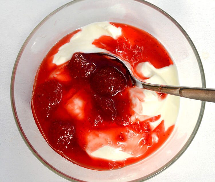 Soft-set strawberry jam is delicious when spooned over Greek Yoghurt