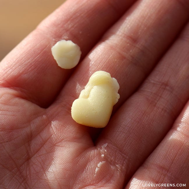 The same lotion dot as in the previous image but now softened and smooshed a little.