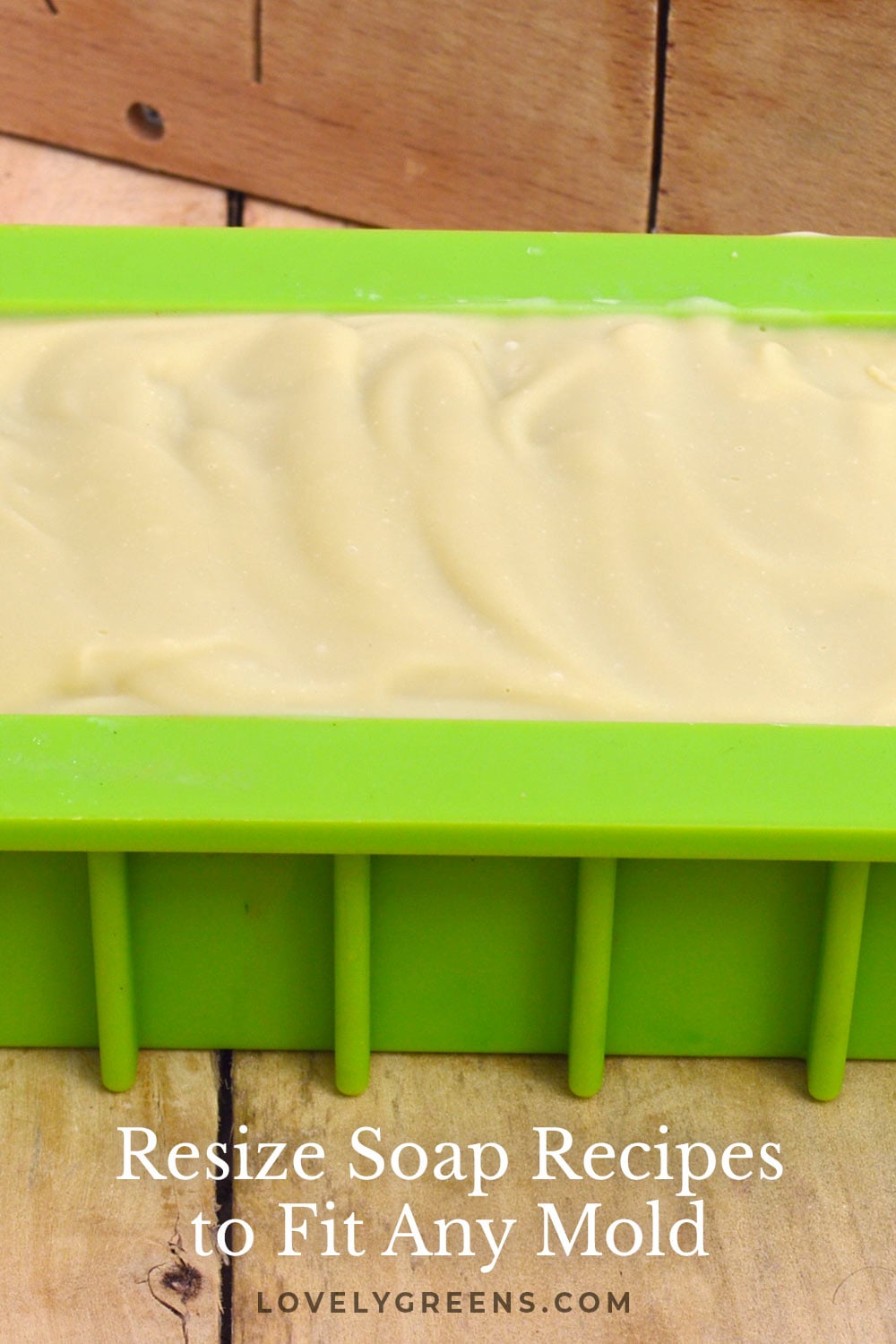 How to resize cold-process soap recipes to fit any mold. Includes guidance on calculating batch sizes and using a soap calculator #soapmaking #coldprocesssoap #soaprecipe
