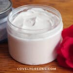 Make this rich and moisturizing handmade rose hand cream recipe using wild rose petals and raw honey. Includes step-by-step instructions and guidance on lotion ingredients #beautyrecipe #skincarerecipe #lotionrecipe
